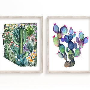 Arizona State Set of 2 Wall Art Watercolor Print Sets