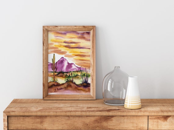 Arizona Desert Watercolor Print - Etsy Hong Kong