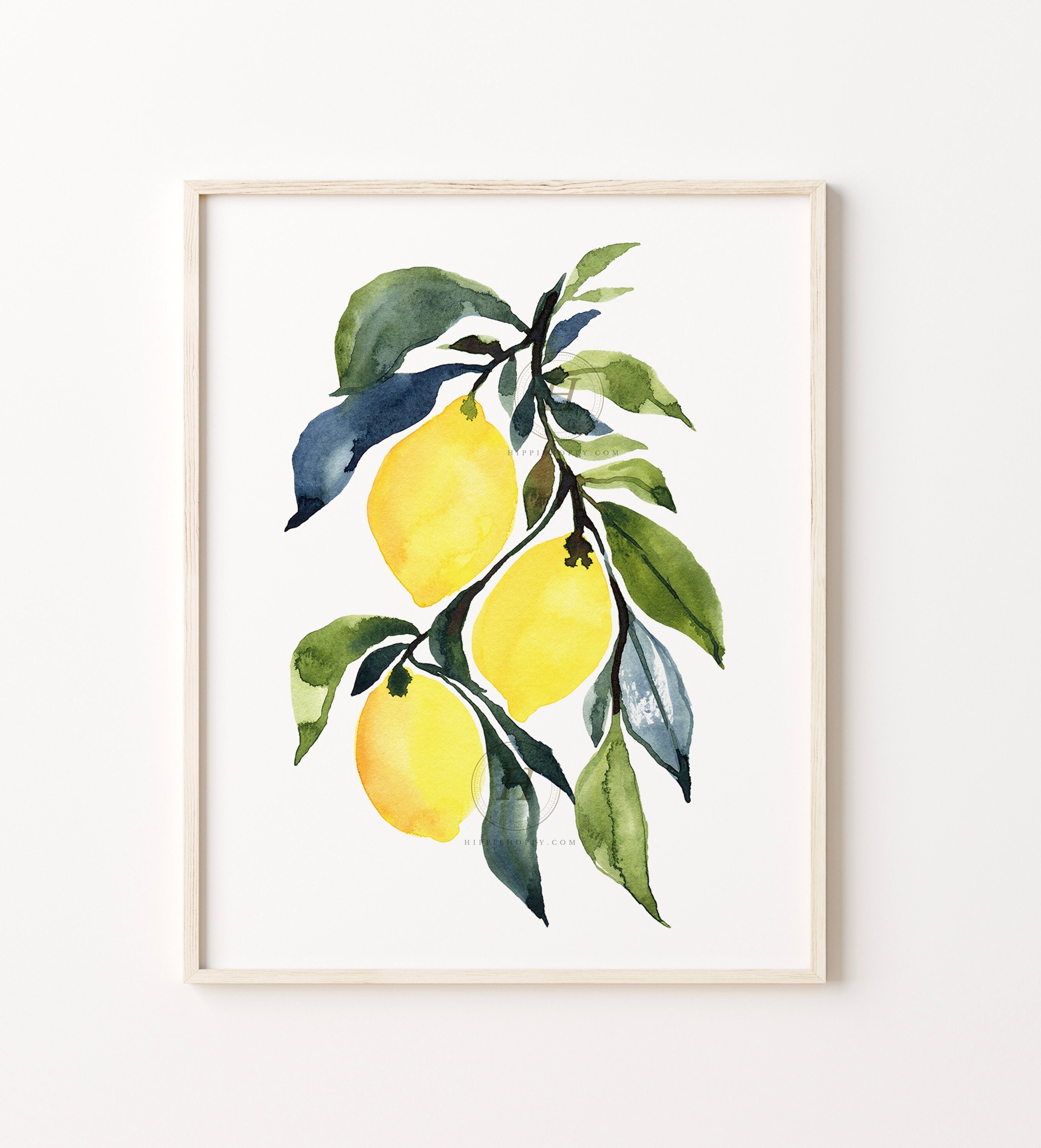 レモンの水彩画：キッチンの壁アートプリント - Etsy 日本