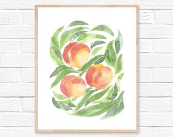 Watercolor Peaches Print