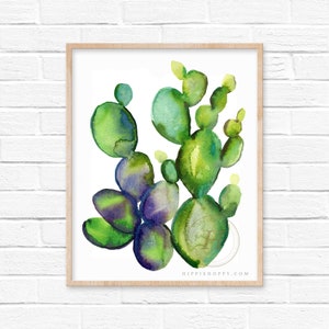Stampa artistica di cactus acquerello