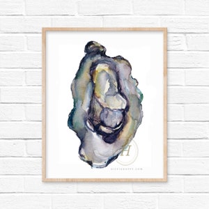 Oyster Watercolor Print by hippiehoppy