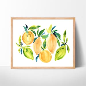 Oeuvre d'art au citron, aquarelle abstraite