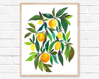 Lemon Orange Watercolor Print