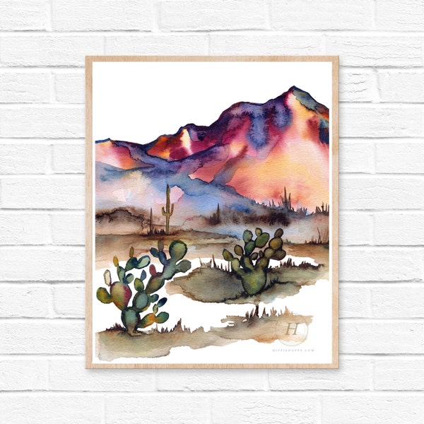 Arizona Desert, Watercolor Print