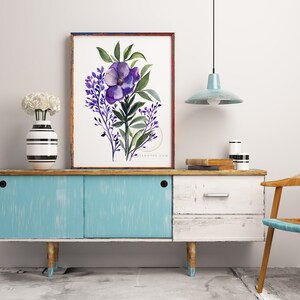 Flower Watercolor Print Floral Decor by HippieHoppy, Unframed image 5