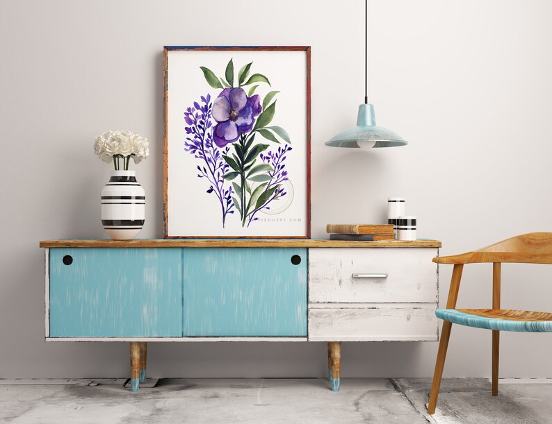 Flower Watercolor Print Floral Decor by HippieHoppy, Unframed image 5
