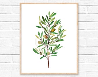 Olive Branch Watercolor Print