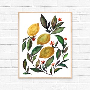 Limón impresión acuarela pintura cocina arte