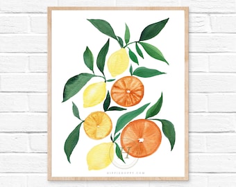 Botanical Fruit Watercolor Print