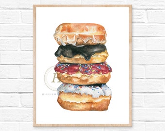 Donut Watercolor Print