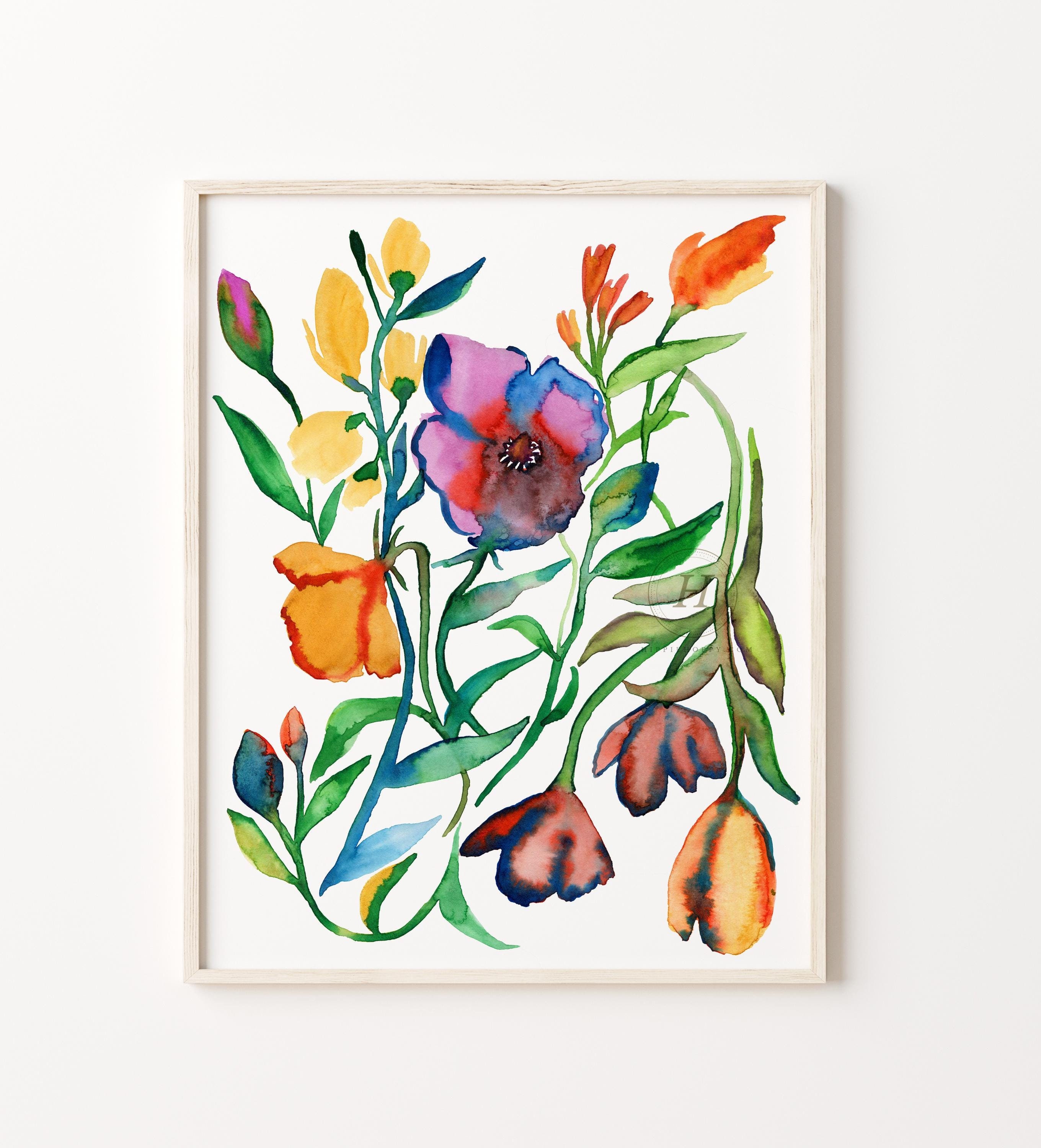 Colorful Flower Bouquet Art Print Watercolor Painting Floral Artwork