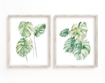 Tropical Leaf Print Set Of 2