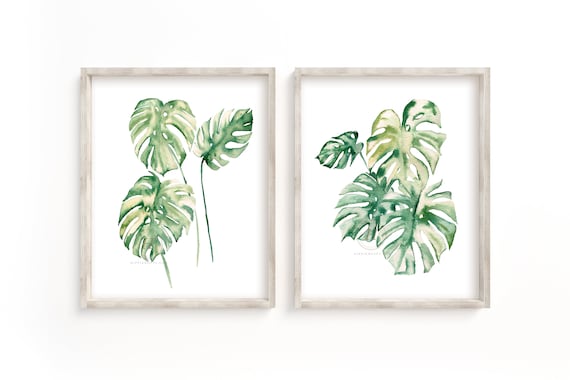 Tropical Leaf Print Set Of 2 