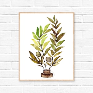 Olive Branch, Watercolor Print