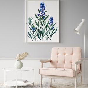 BLUEBONNET Watercolor Flower Print by Crystal Cortez Wall Art image 5