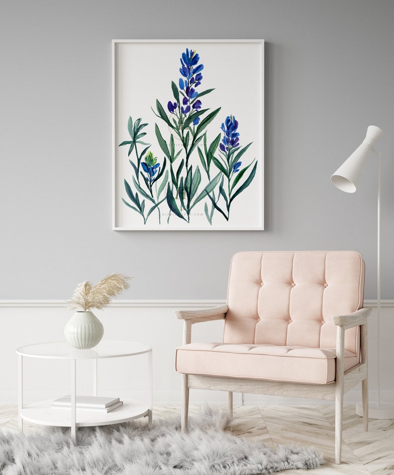 BLUEBONNET Watercolor Flower Print by Crystal Cortez Wall Art image 5