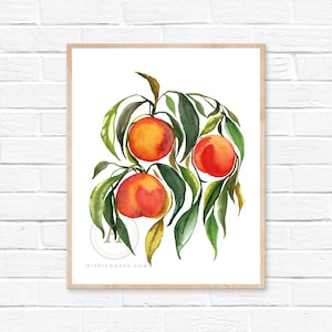 Peaches Prints, Watercolor Peach