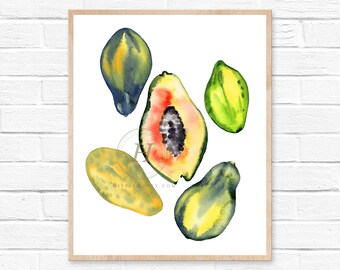 Papaya Watercolor Print