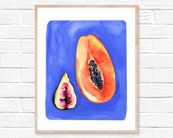 Impresión de acuarela de Papaya