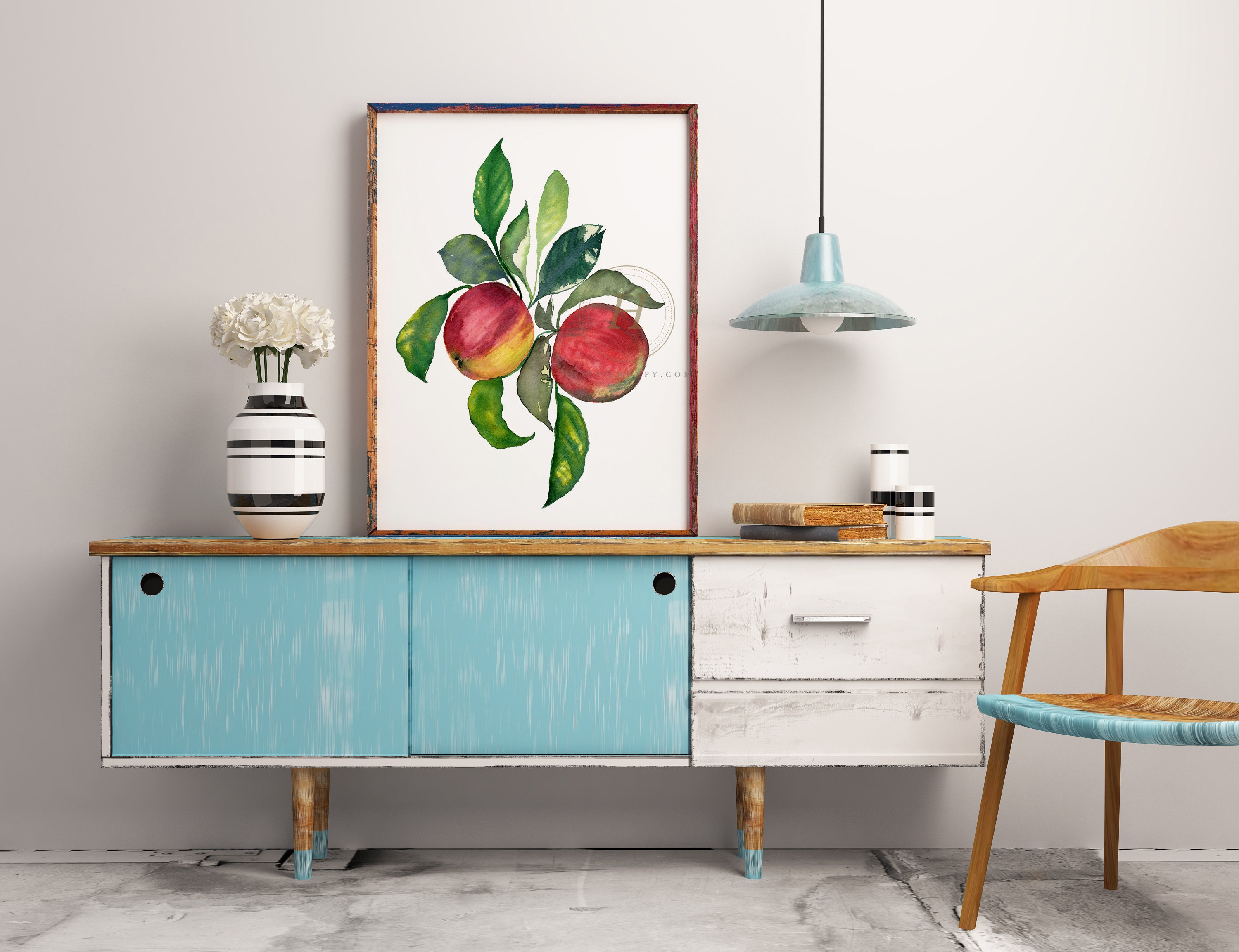 Apple Watercolor Apple Watercolor Kitchen Decor Apple