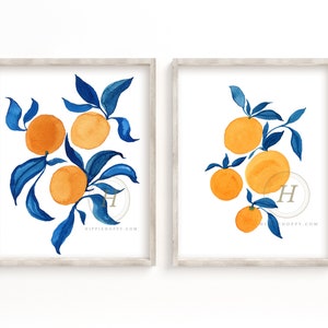 Oranges Watercolor Art Prints Set of 2