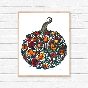 Pumpkins Wall Art, Pumpkin Art Print, Fall Décor, Fall Art Print, Watercolor Painting