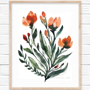 Floral Watercolor Painting: Botanical Wall Art Print