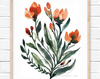 Floral Watercolor Painting: Botanical Wall Art Print