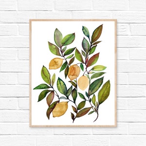 Limón impresión acuarela pintura cocina arte