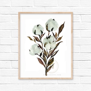 Cotton Stem Watercolor Print