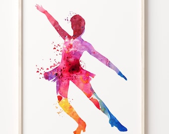 Girl Dance Jazz  Wall Art Print Watercolor Artwork