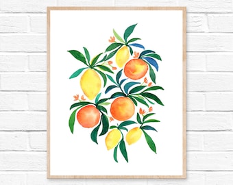 Orange and Lemon Watercolor Print