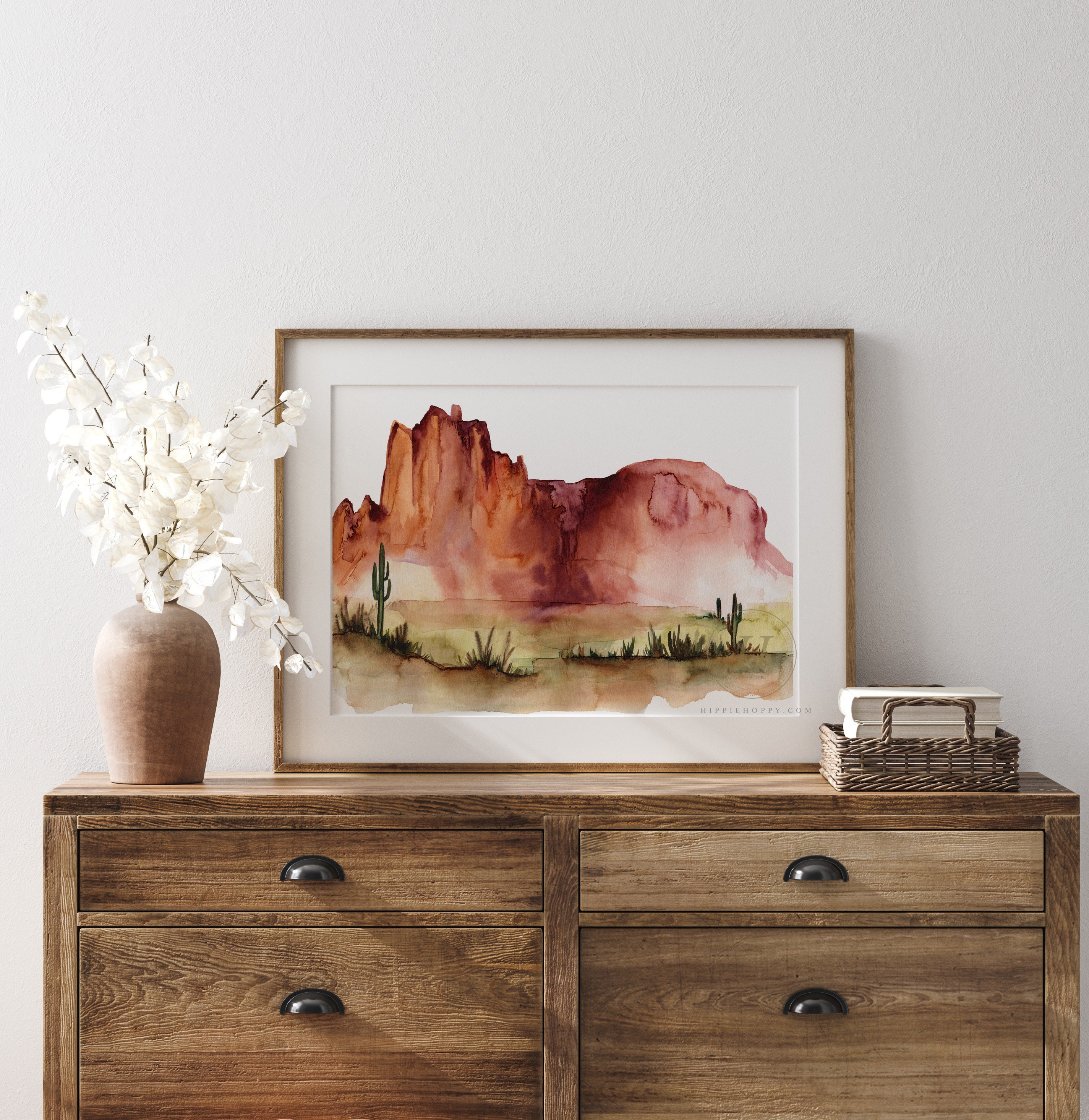 Large Desert Wall Art Watercolor Print Etsy