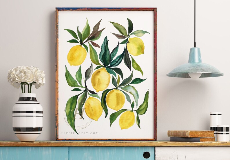 Lemon Watercolor Print Fruit Art - Etsy