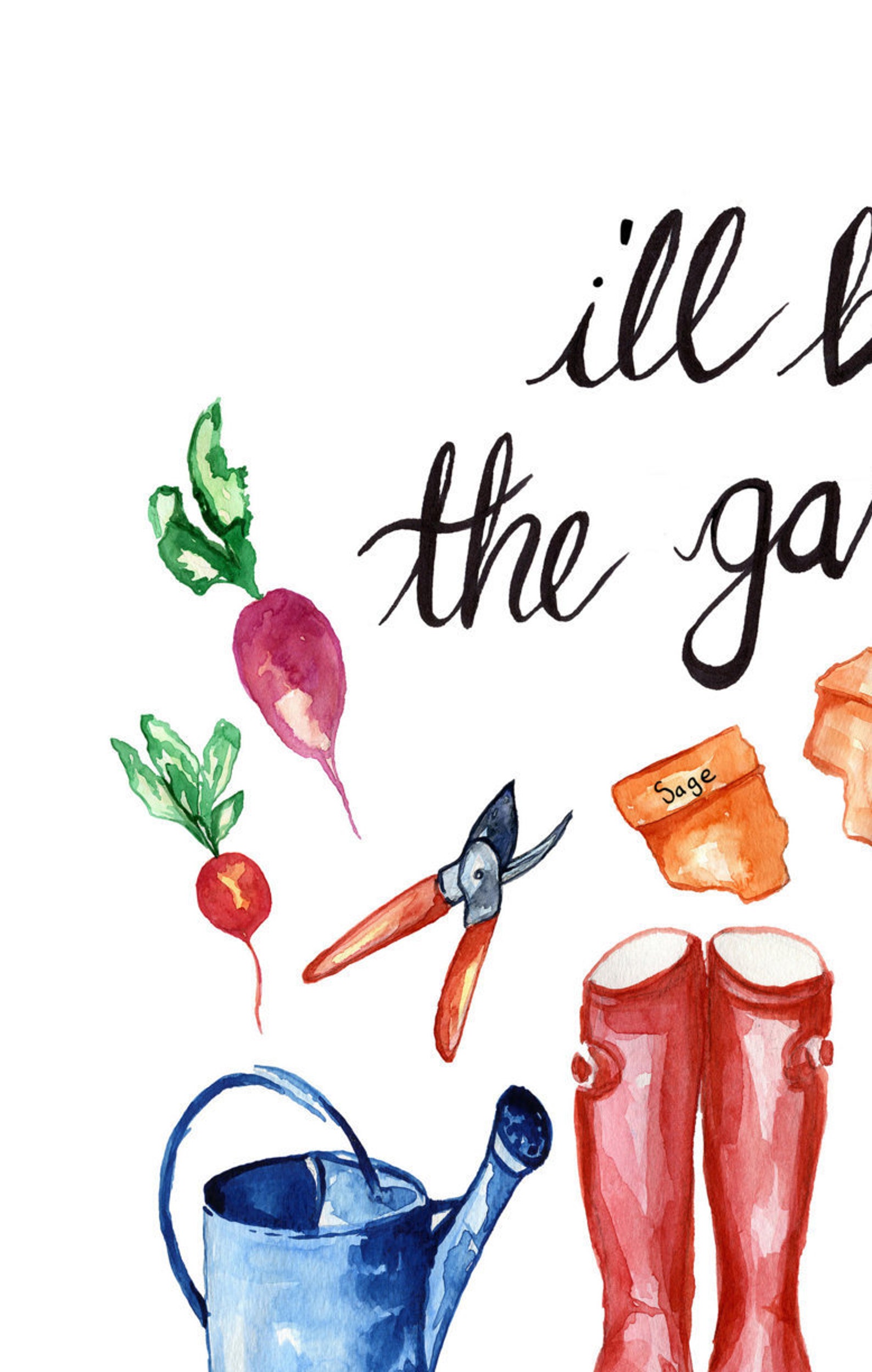 Garden Watercolor Print Garden Art Etsy