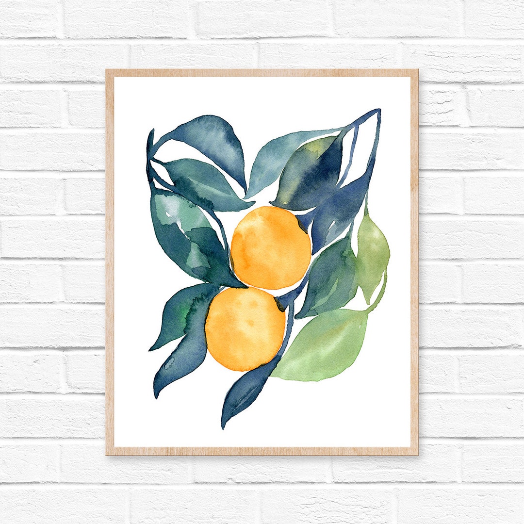 Kitchen Wall Art Orange Watercolor Print Etsy