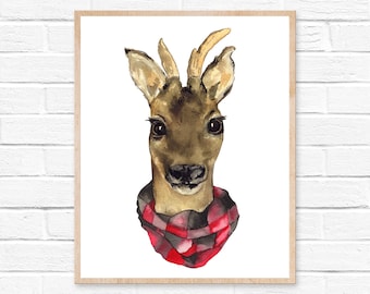 Deer Watercolor Print