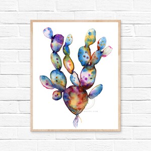 Cactus, Stampa acquerello, Arte Moderna di HippieHoppy