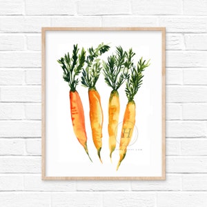 Carrot Watercolor Print, Root Vegetable, Kitchen Wall Art