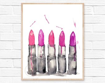 Lipstick Watercolor Print by Crystal Cortez