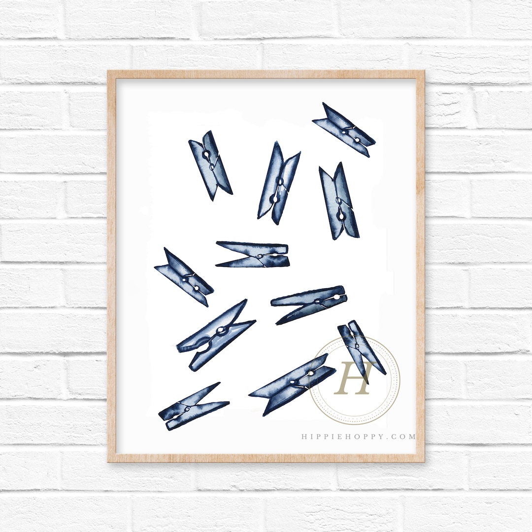 Clothespins Watercolor Print Laundry Wall Art - Etsy