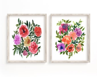 Flower Watercolor Print Set of 2