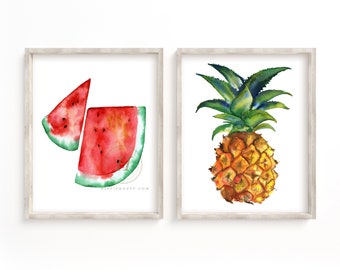 Watermelon and Pineapple Wall Art set of 2