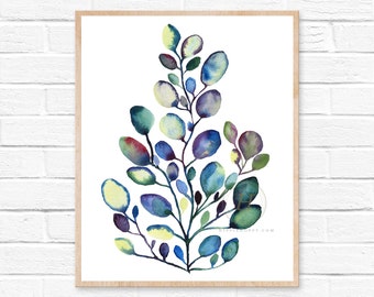 Eucalyptus Watercolor Wall Art Print