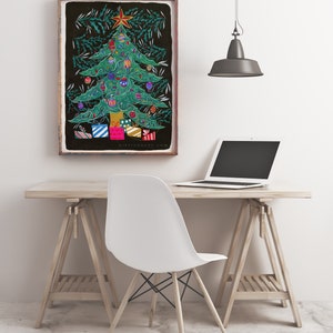 May include: A digital illustration of a Christmas tree with colorful ornaments and presents. The tree is green with a star on top and is set against a black background. The text "Rippicroppy.com" is at the bottom of the image.
