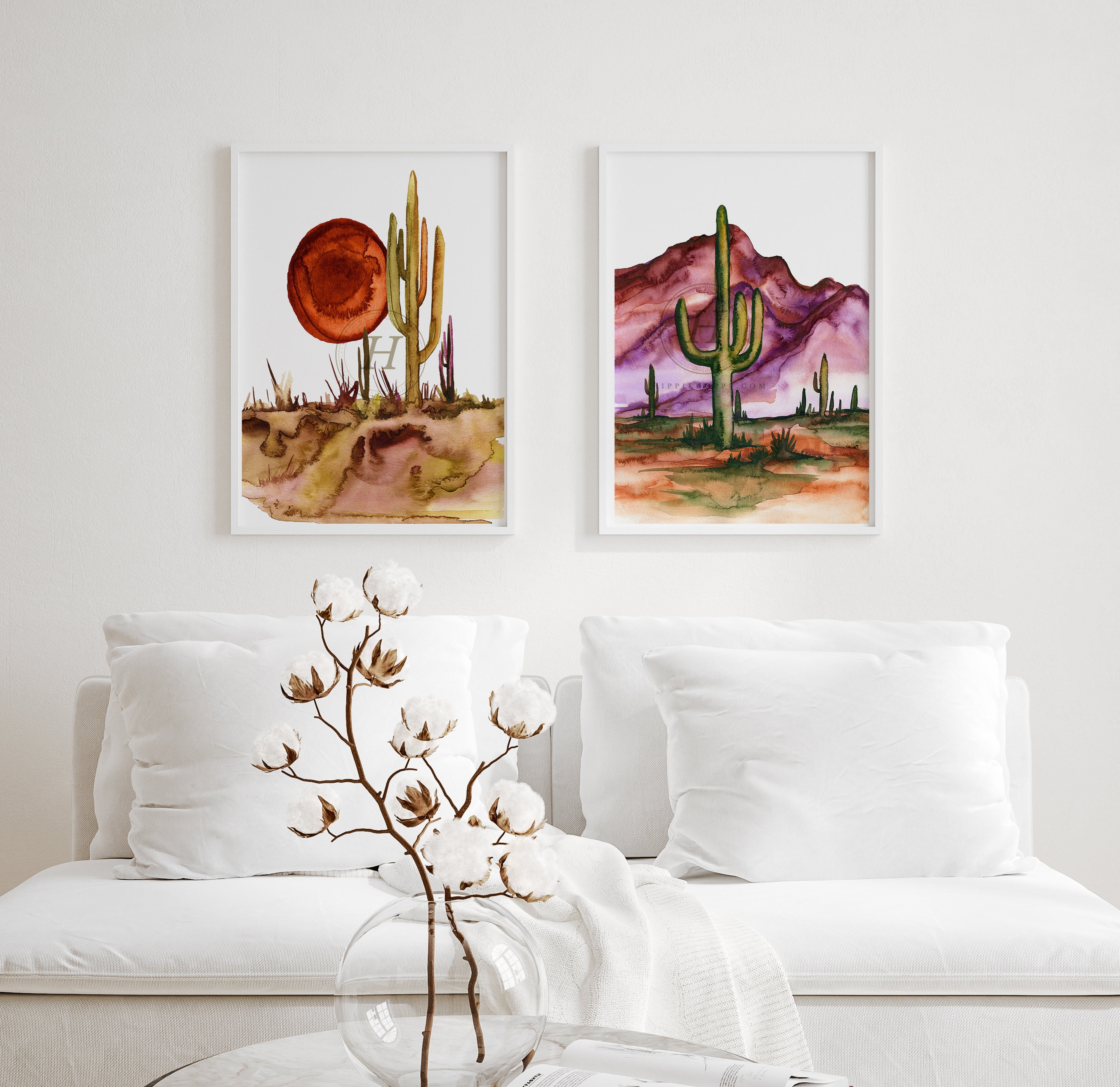 Desert Cactus Watercolor Art Print Set: Modern Southwest Decor - Etsy