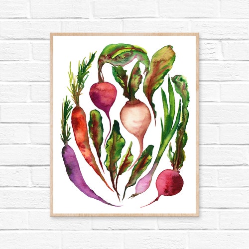 Vegetables Print Watercolor Vegetables Kitchen Art Kitchen Etsy