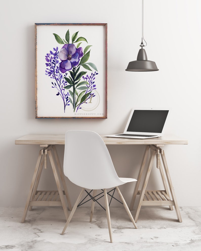 Flower Watercolor Print Floral Decor by HippieHoppy, Unframed image 4