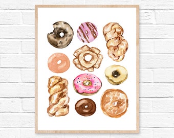 Donut Watercolor Print